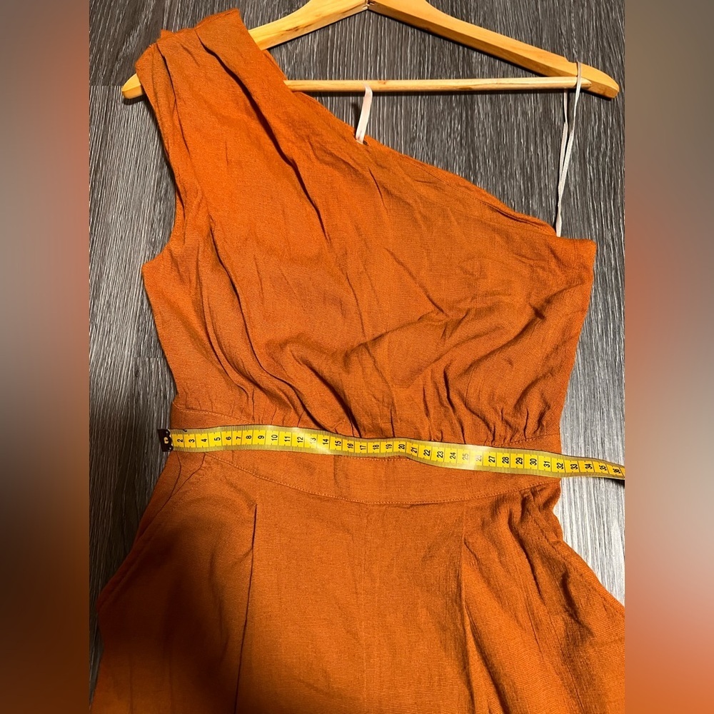 Free People Orange Wide-Leg Jumpsuit with Elasticated Neckline - Picture 6 of 7